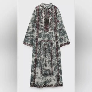 Zara Maxi Dress in Green and Red Pattern